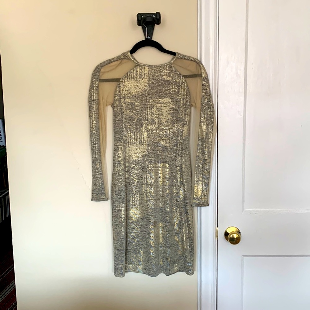 Julia Jordan cocktail dress, size S, metallic gold